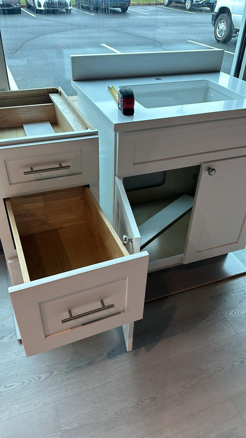White Shaker Bathroom Vanity with 3 Drawers (Only Pickup)