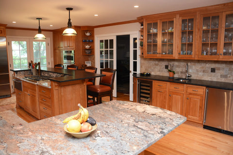 granite countertops with oak cabinets
