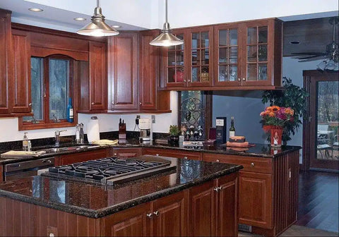quartz countertops with dark cabinets