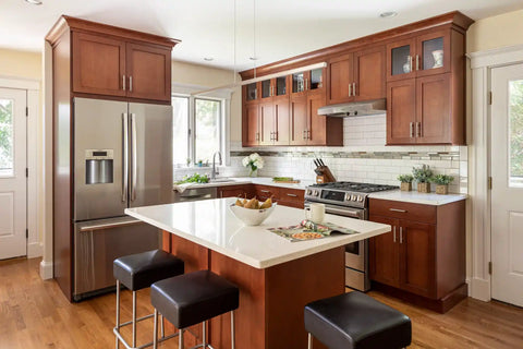 Modernize Your Space with Quartz Countertops with Oak Cabinets