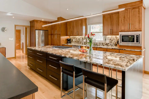 quartz countertops with wood cabinets in sterling, va
