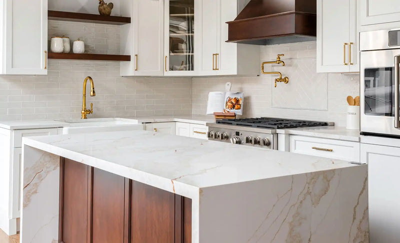 Top 10 Kitchen Designs Using White Quartz with Gold Veins